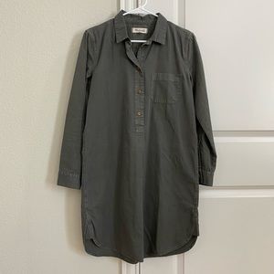 Madewell Button Down Green Denim Shirt Dress